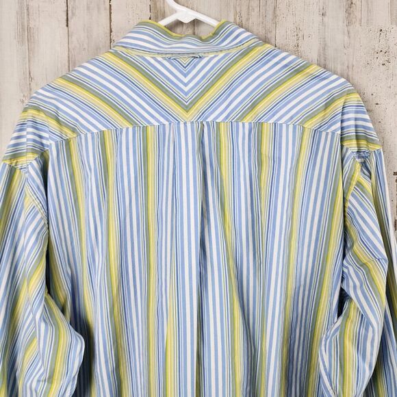 Tommy Hilfiger Striped Button Down Shirt Blue Yellow Size XL - Picture 6 of 11
